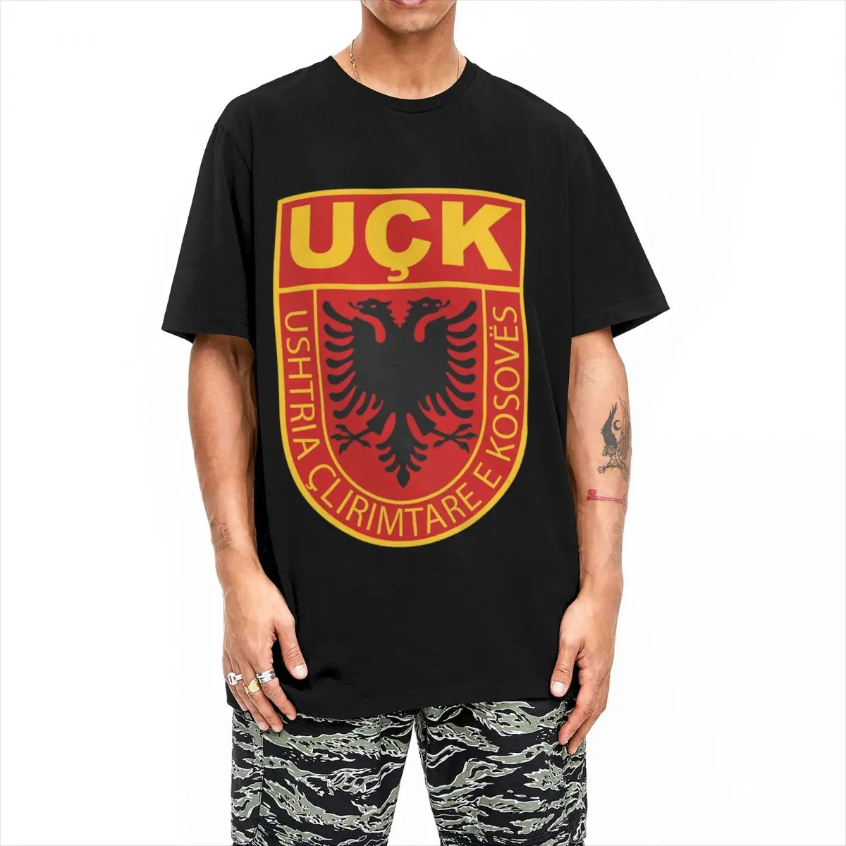 Kosovar Uqk Uck Army Albanian T Shirt Summer Vintage T Shirts 100% Cotton Popular Tshirt For Couple Short Sleeve Custom DIY Tops