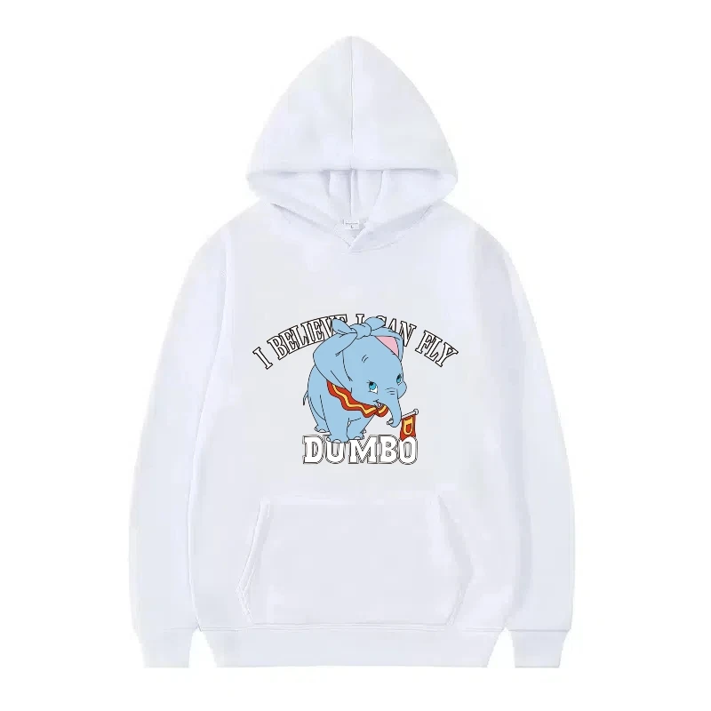 เสื้อฮู้ดดี้ลายดิสนีย์ดัมโบ้ แฟชั่นผู้หญิง สไตล์ลำลอง สีขาว สำหรับฤดูใบไม้ร่วง สไตล์ Y2K เสื้อผ้าผู้หญิงราคาถูก เสื้อฮู้ดดี้ผู้ชาย