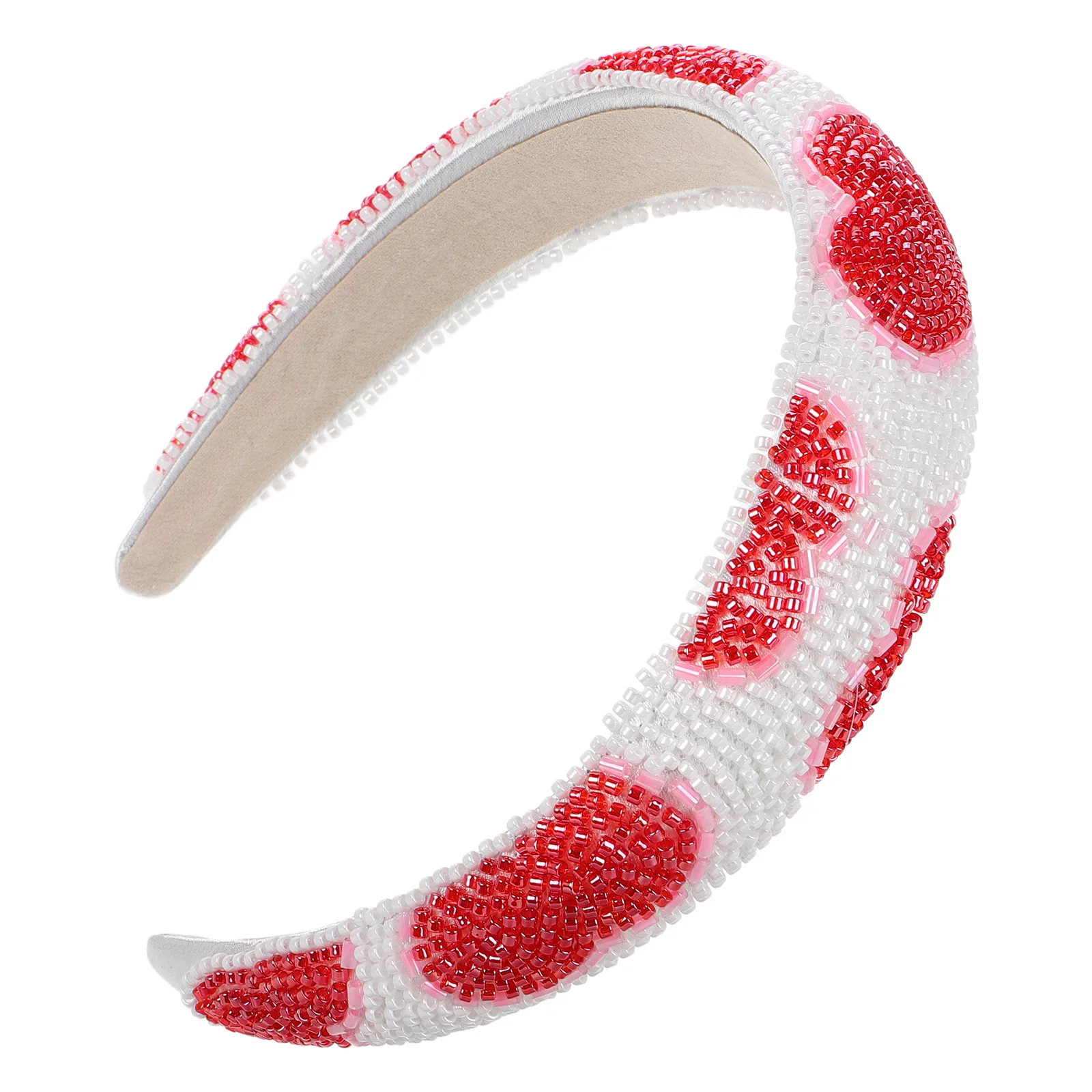 

Beaded Wide Heart Headband High Crown Style Valentines Day Accessories Non Slip Hair Hoops Bridal Hairband Elegant for Women