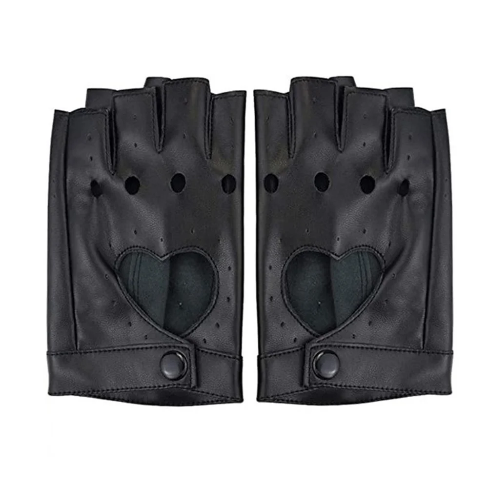 1 زوج قفازات نسائية بدون أصابع سوداء قصيرة موضة نادي الرقص ملابس الحفلات تصميم قلب مثير لأداء المسرح التأثيري #2