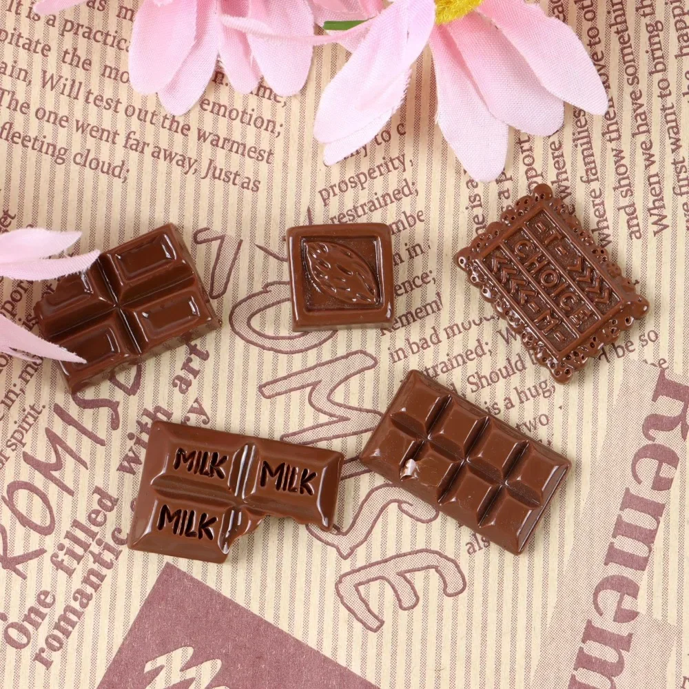 

10 шт., смола Kawaii, имитация молочного шоколада, кабошон с плоской задней частью, конфеты, сделай сам, кукольный домик, еда, орнамент, миниатюрный для телефона, ювелирные изделия