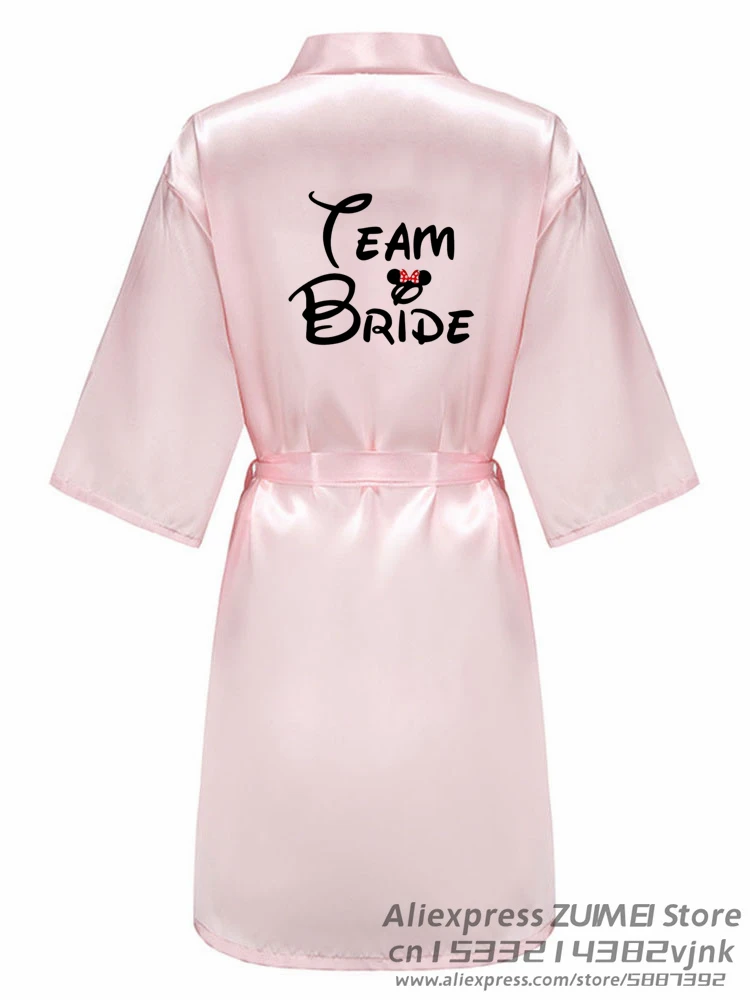 Wedding Party Team Bride Funny Women Wedding Dressing Gown Bathobe Bridal Party with black letters Robes Bridesmaid Robes gift