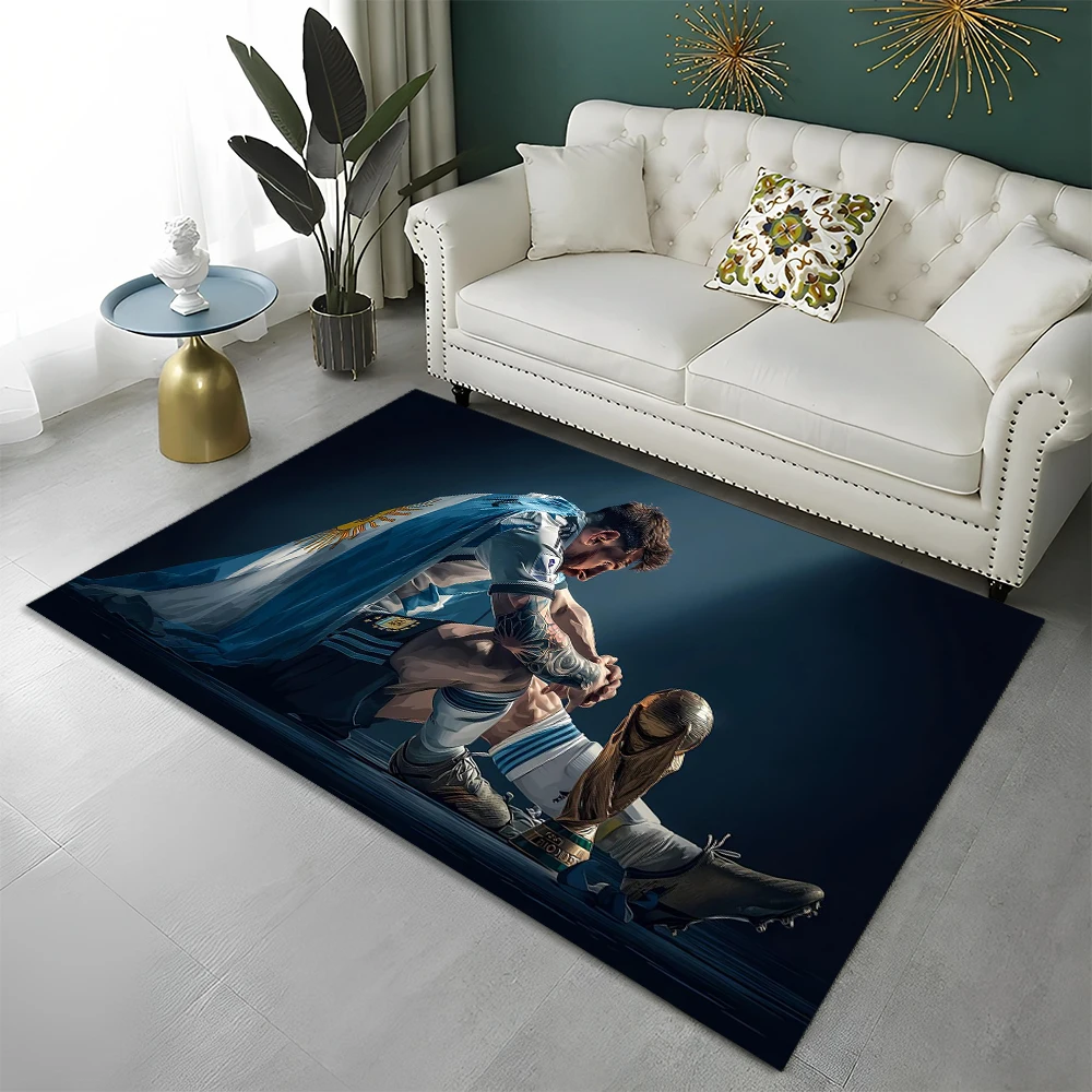 3D Ziegen-M-Messi Fußball-Sportstar Teppich für Spielzimmer Schlafzimmer Wohnzimmer Sofa Heimdekoration, Kinderbereich Teppich Rutschfeste Bodenmatte