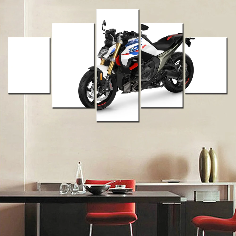 5 Pieces Canvas Wall Arts Modern Poster Painting Bikes Performance 2025 Wallpaper Home Decor Picture Printing Interior Mural