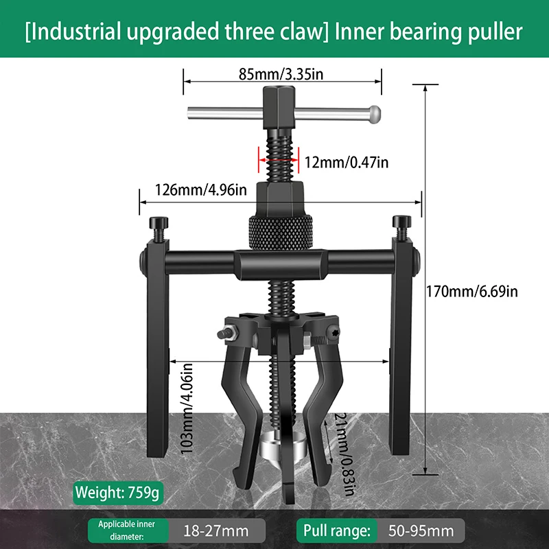 Car Bearing Puller Disassembly Three-claw Puller Car Repair Disassembly Tool Labor-saving Separation Bearing Disassembly Tool