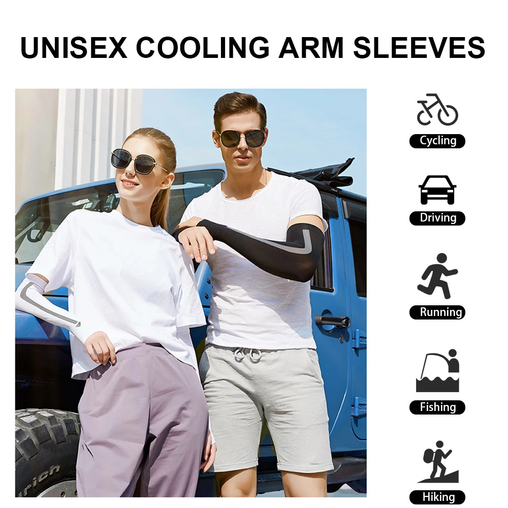 Outdoor Arm Sleeves UV Sun Protective Gloved Cooling Sleeves for Cycling Hiking Climbing Fishing Driving Sports Traveling