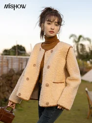 MISHOW Lamb Wool Coat 2023 Double Breasted Winter French Lambswool Jacket Women's Thick Warm Solid New Outerwears MXB45W0850