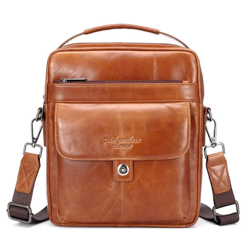 Bolsa Crossbody de couro genuíno para homens, bolsa mensageiro de couro vintage, bolsa casual masculina de alta qualidade