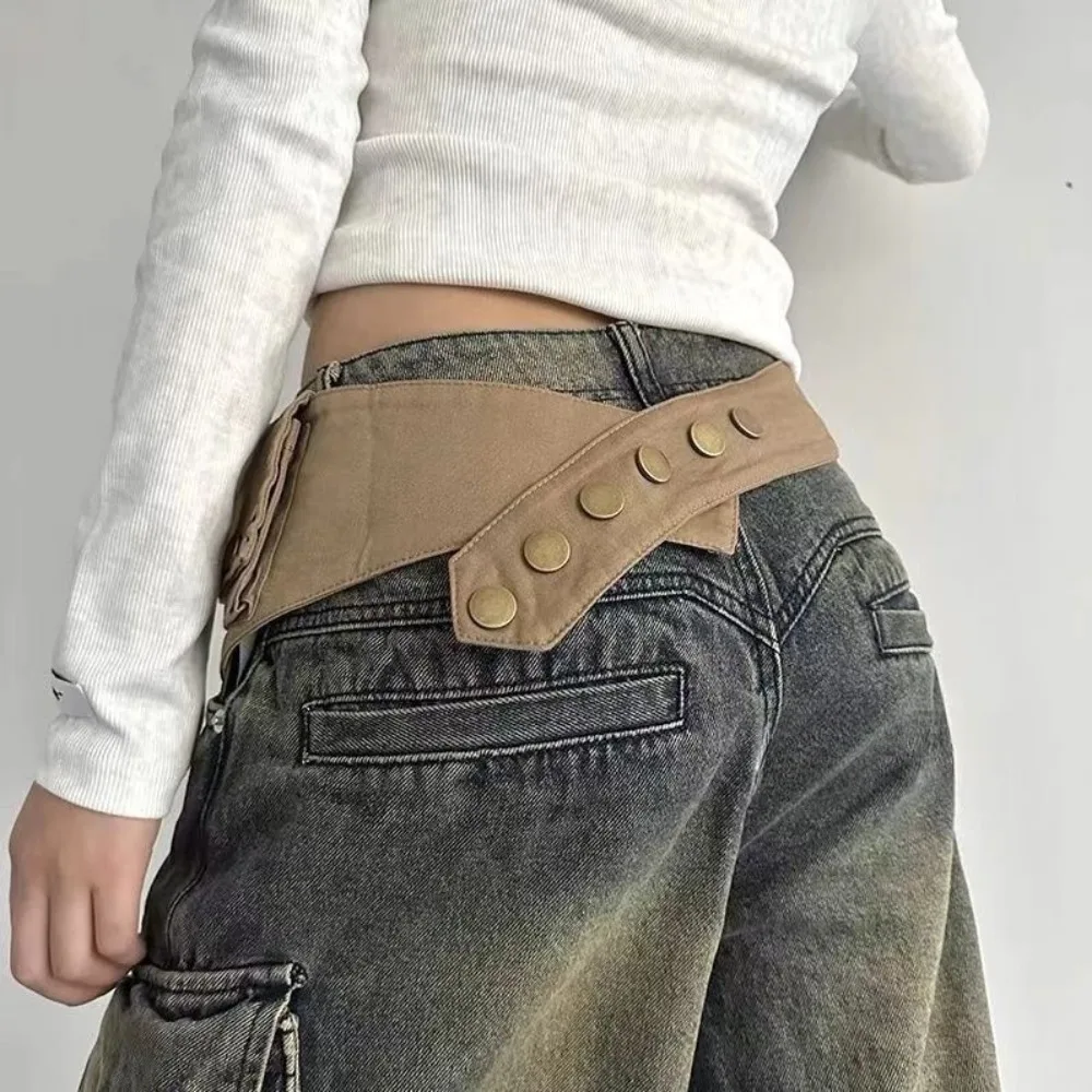 

Waist Bag Alloy Grunge Bum Belt Vintage Cotton Hip-hop Belt Punk Wide Belts Pockets Cargo Pants Accessories