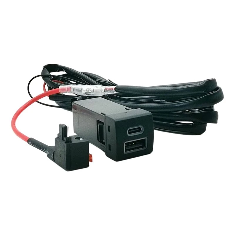 Blue LED Square USB Type-C Fast Charge Car Charger Socket QC3.0 Adapter For Toyota Corolla Venza