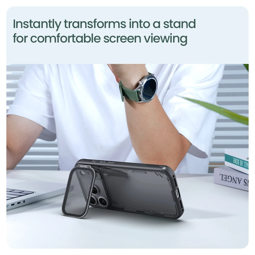 حافظة Nillkin لهاتف آيفون 17 Pro Max 17 Air 17 Pro 17 Iceblade Prop صديقة للبيئة مقاومة للصدمات مع حامل عدسات شفاف #4