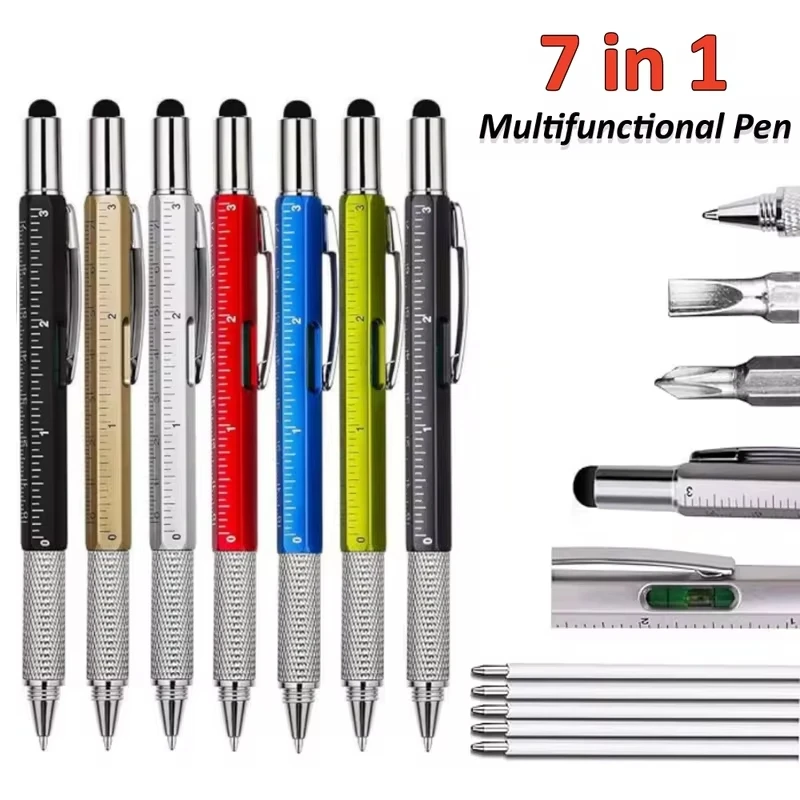 New Multifunctional Ballpoint Pen With Screwdriver Ruler Levelgauge Touch Screen Stylus Office School Student Stationery