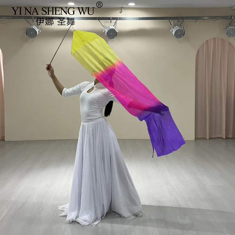 Belly Dance Accessories Dance Flag White Children's Adult Models With Telescopic Sticks Simulation Silk Flag-Throwing Width 30cm