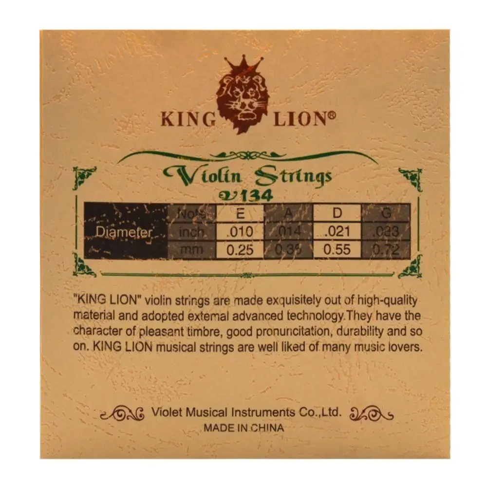 Playing String V134 King Lion Violin String Steel Core Copper-Nickel Violin String Set Universal Winding Music Class