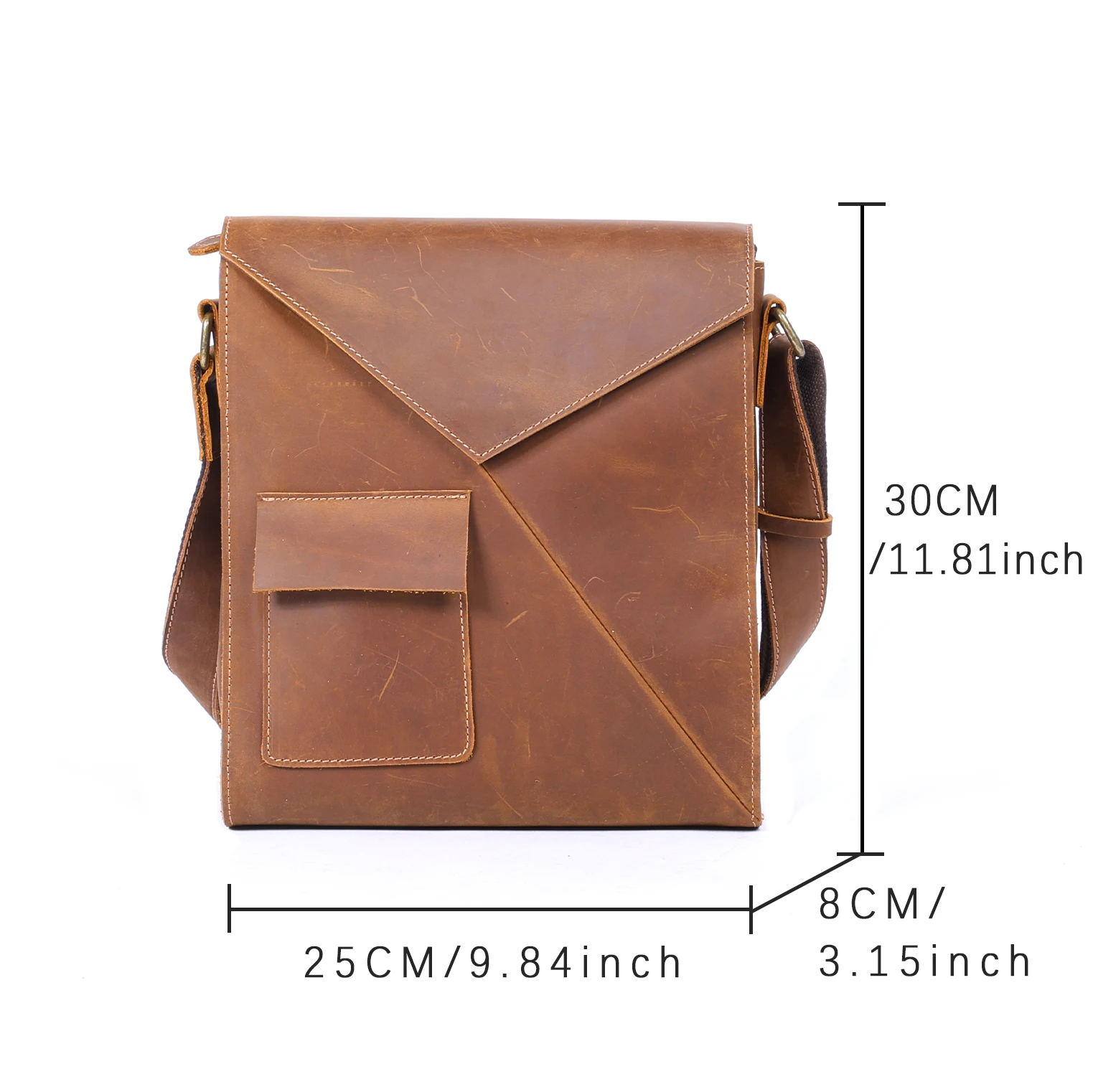 Vintage Casual Herren-Umhängetasche aus hochwertigem Leder, Vertikale Mode-Schultertasche für Männer – Detail 3