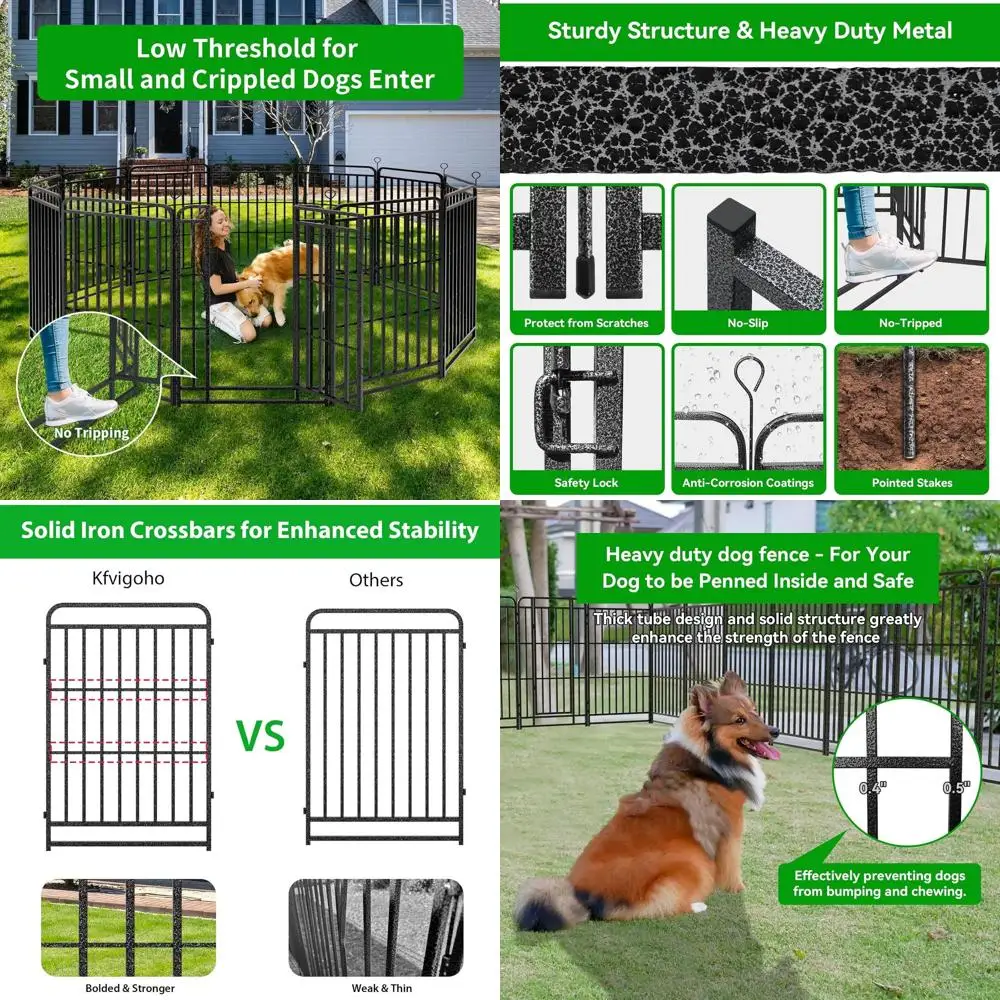 

Портативный 12-панельный стальной манеж для собак, высота 47, усиленный, покрытие 27 футов, идеально подходит для двора, кемпинга, снежного черного цвета