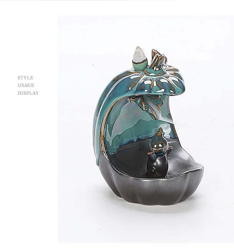 Ceramic European American Statue Backflow Incense Burner, Creative Beauty Elephant Backflow Incense Pedestal Fragrance Diffuser