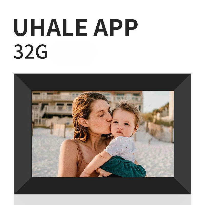 10 Inch Black and White Smart Photo Frame UHALE APP WiFi Touch Screen Cloud Album 32GB