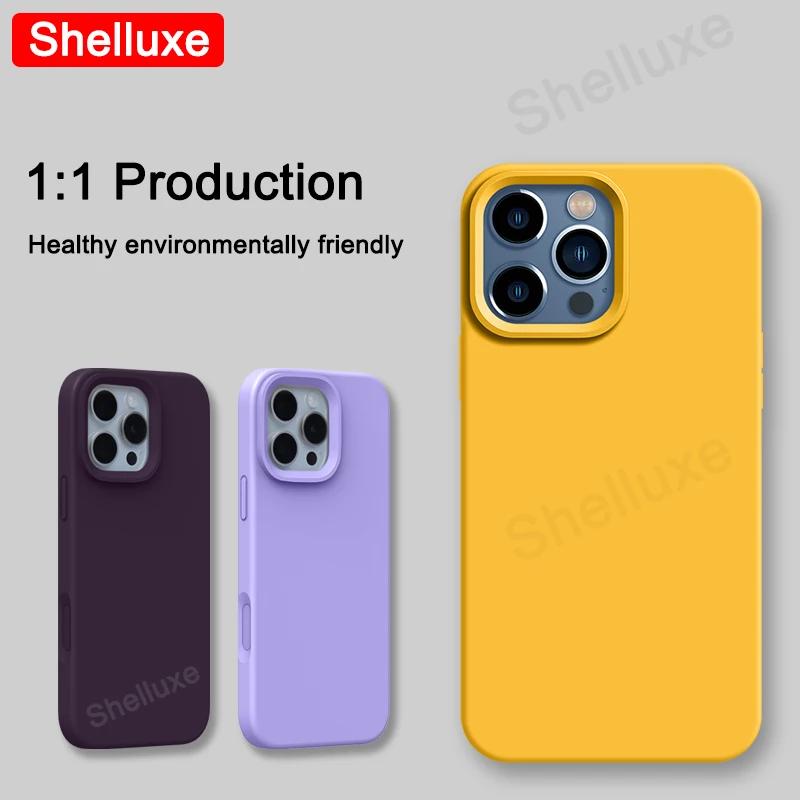 Luxury Liquid Silicone Case Shelluxe For iPhone 17 16 15 14 Pro Max For APPLE iPhone17 Air iPhone16e iPhone15 Plus Phone Cases - náhled 4