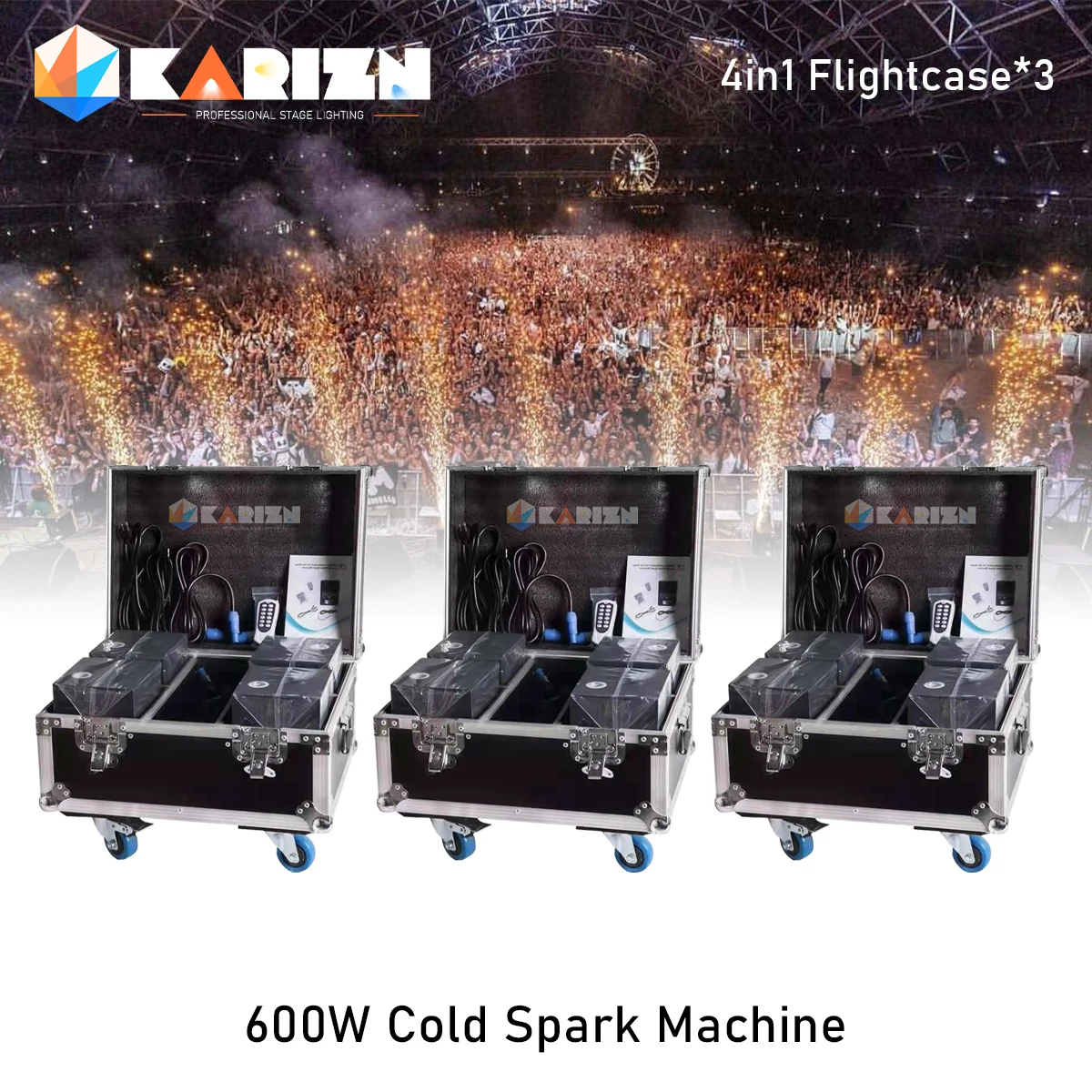 

0 Tax 12Pcs 600W Cold Spark Machine With 3 Flight Cases DMX Remote Cold Fireworks Fountain Spark Stage Sparkular Machine