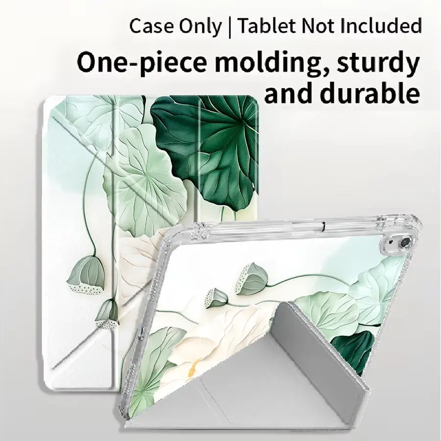 capa-para-tablet-ipad-pro-2025-air-4-5-m3-m2-m4-11-polegadas-mini-6-7-11ª-10ª-9ª-8ª-7ª-129-polegadas-suporte-dobravel-y-fold-lotus-branco