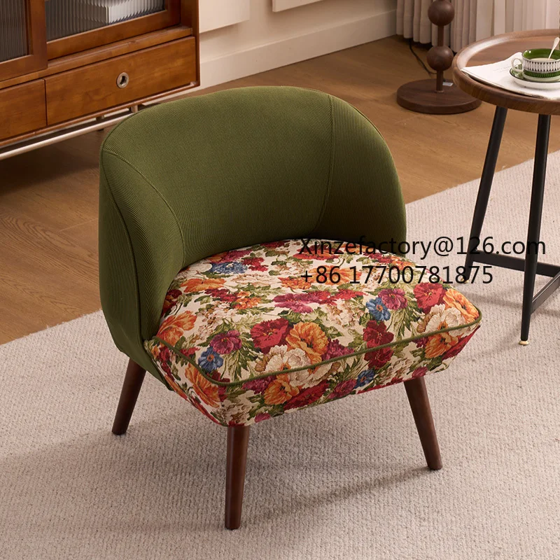 Factory Direct 2026 Top RatedSingle small sofa chair Living room Balcony Leisure chair Bedroom No armrest chair American retro