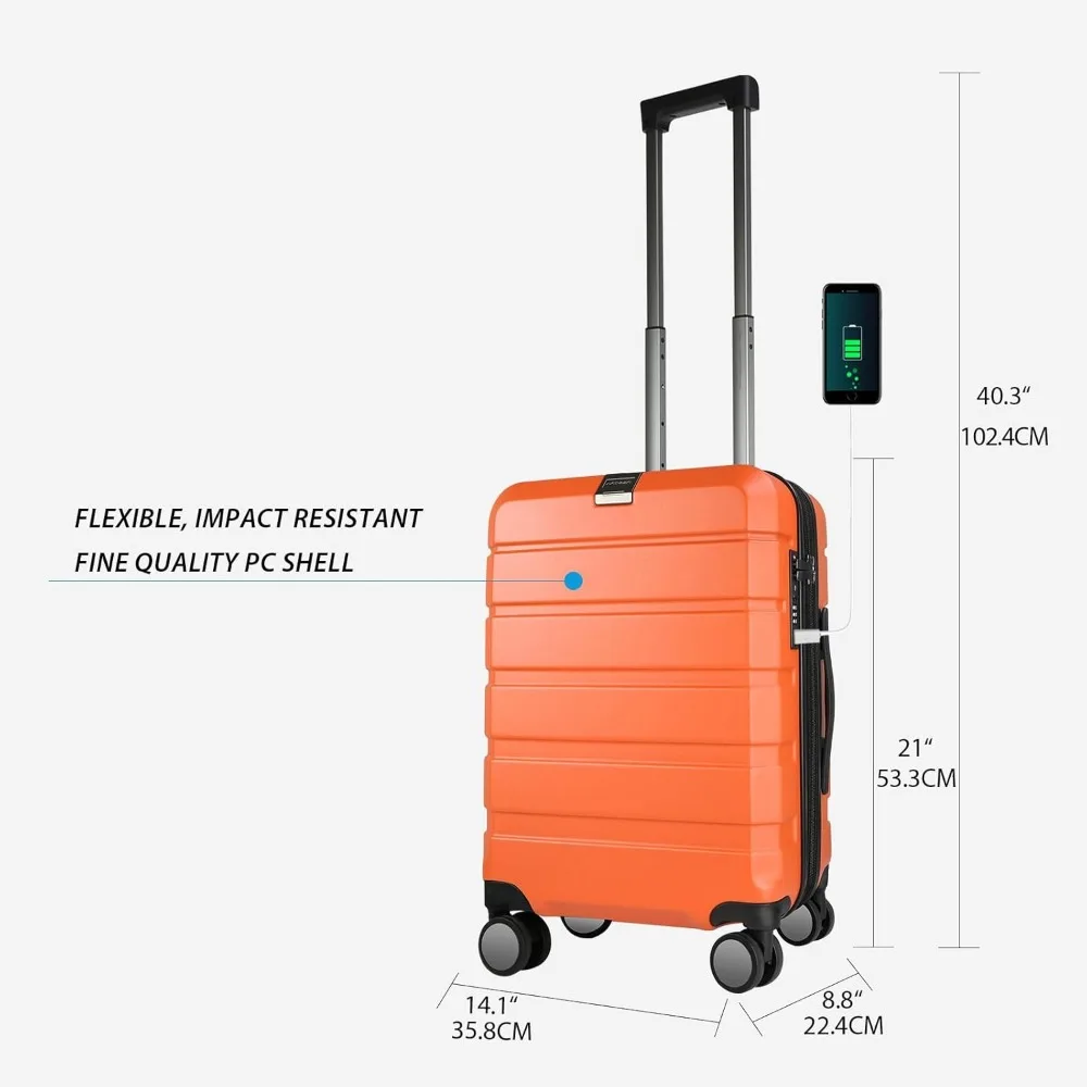 Expandable Hardside Spinner Luggage with Built-in TSA Lock, Durable Rolling Suitcase for Travel with USB Port, Long-Lasting Carr