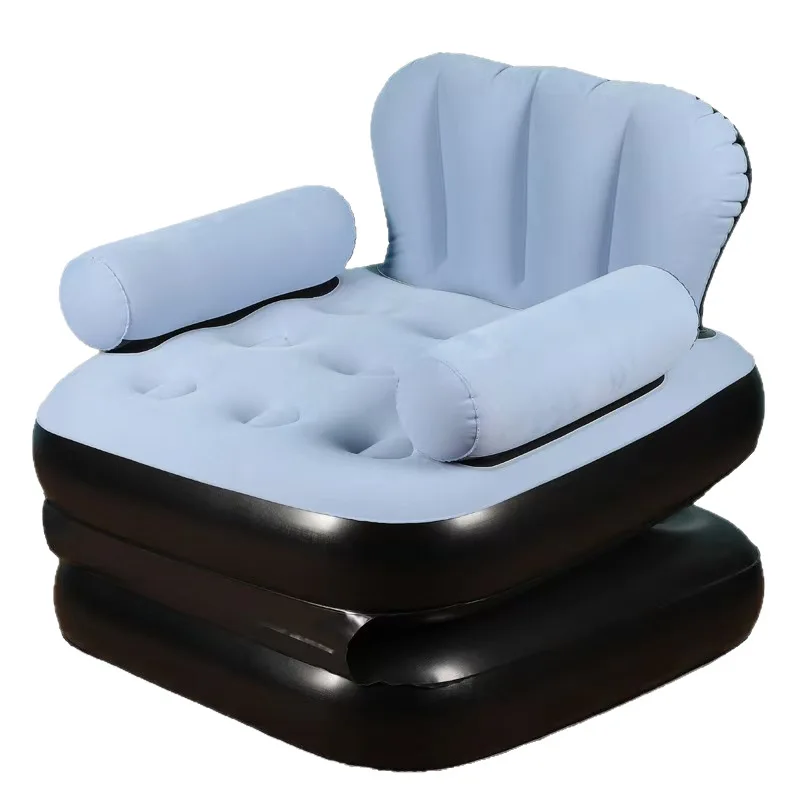 Outdoor Camping 2 in 1 Foldable Inflatable Sofa Bed Thick Flocked Lazy Nap Lounge Couch image 5