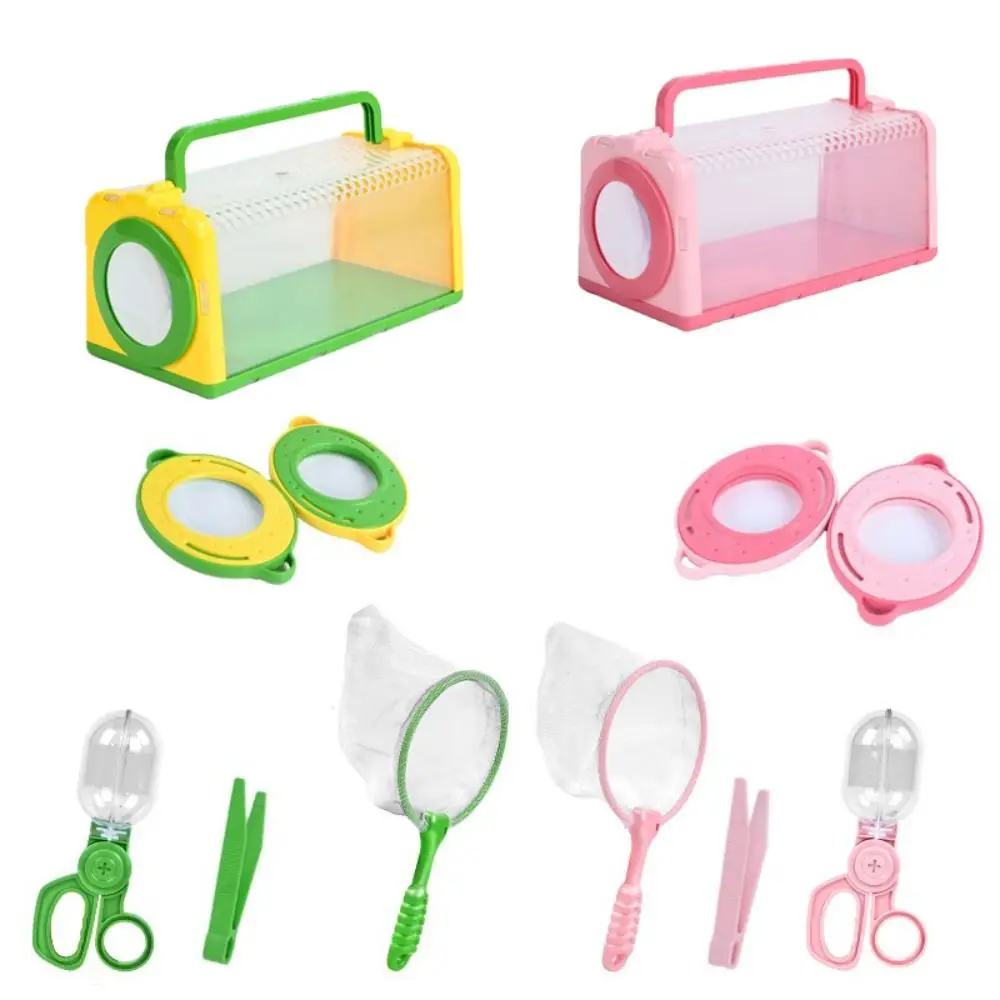 

Plastic Outdoor Exploration Kit Carrying Handle Magnifying Glass Insect Catching Kit Capture Tool Observation Box