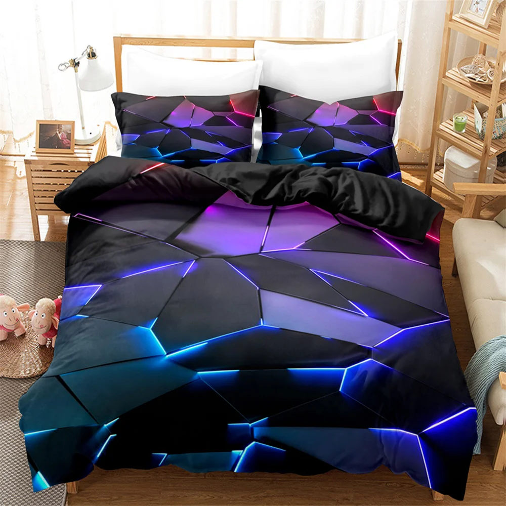 3pcs Duvet Cover Set Grid Print Bedding Set Comfortable Duvet Cover For Bedroom (1xDuvet Cover + 2xPillowcase Without Core)