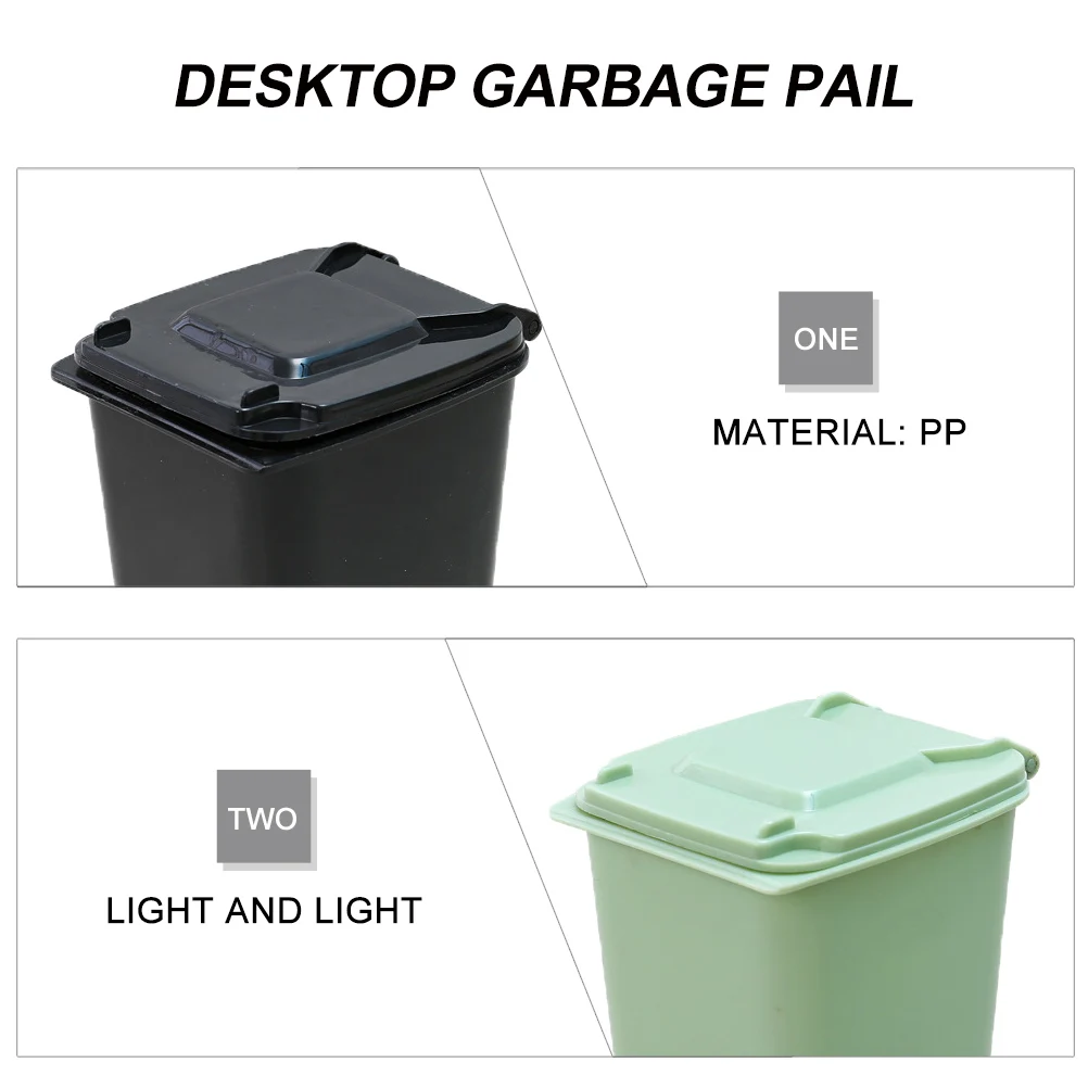 

2pcs Desktop Trash Can Small Cans Multi Functional Garbage Bucket Home Car Bathroom PP Material Waste Bin Storage Container