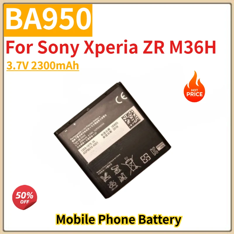 

Высококачественный аккумулятор для мобильного телефона BA950, 3,7 В, 2300 мАч, для Sony Xperia ZR M36H, новый сменный аккумулятор