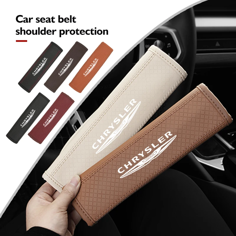 Leather Car Seat Belt Shoulder Protector Pad Auto Accessories For Chrysler Voyager Pacifica Town Crossfire Sebring Android Aspen