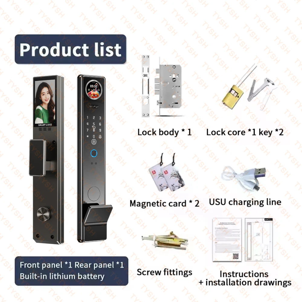 STLF Alta Sicurezza Ai Smart Home Porta in legno Digitale Automatico Biometrico Tuya Wifi Impronte digitali Smart Door Lock con