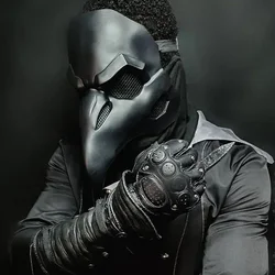 Punk Crow Mask Costume Black Skin for Overwatch Plague Doctor Cosplay Birds Masks Long Nose LED Eyes Retro Rock Reaper Nevermore