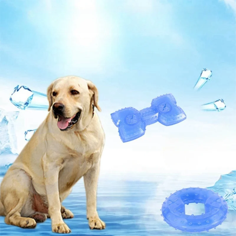 

Dog Summer Cooling Toy Resistant Bite Rubber Bone Ball Food Leakage Function WaterFilled Pet Freezable Dog tooth grinding Toy