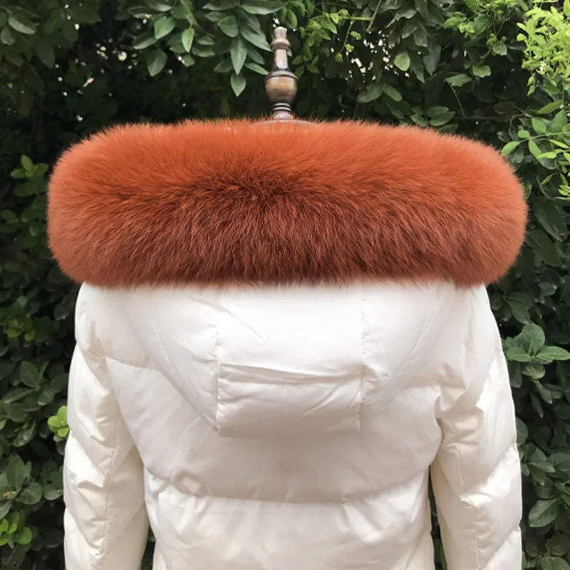 Natural Fox Fur Collar Real Fox Fur Scarves Winter Genuine 100% Real Fox Fur Scarf Fox Straight Collar Scarf Genuine Thick Shawl