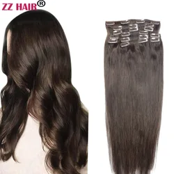 ZZHAIR Clips In 100% Brazilian Human Remy Hair Extensions 16