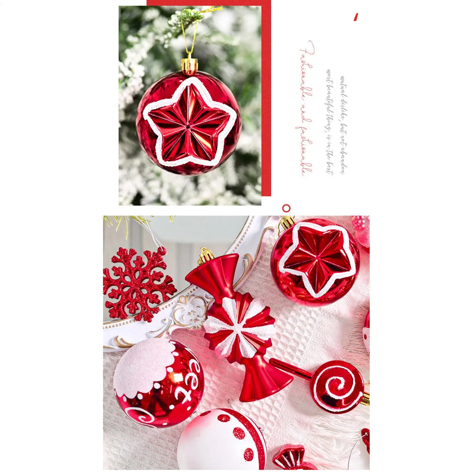 

Рождественские шары для елки, мультяшные красные и белые елочные украшения, 78 шт., праздничные дверные украшения, забавный домашний декор для окон, дверей