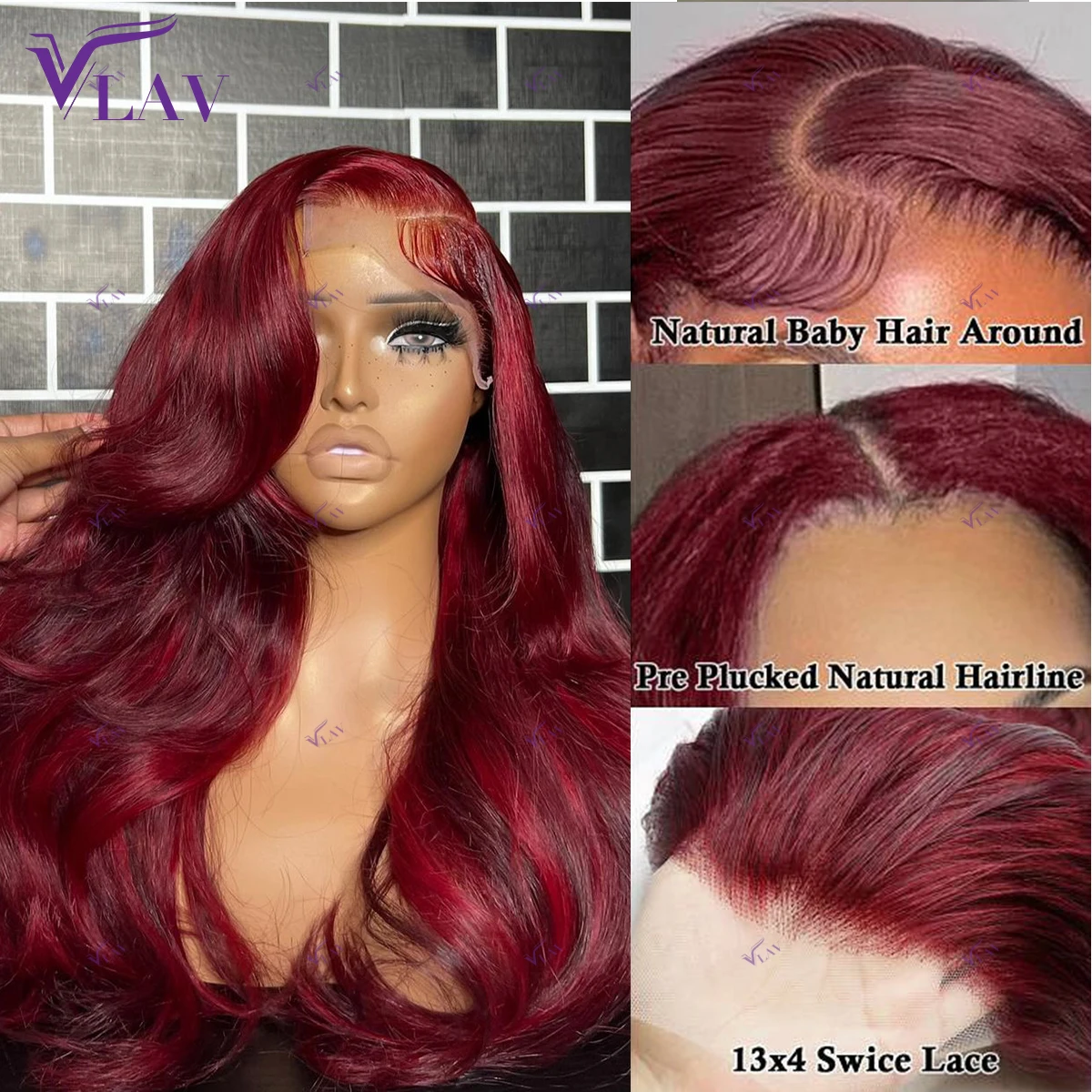 99J Burgundy Color 360 HD Transparent Lace Preplucked For Women Body Wave 10-36 Inch Glueless Wigs 13×4/13×6 HD Lace Frontal Wig