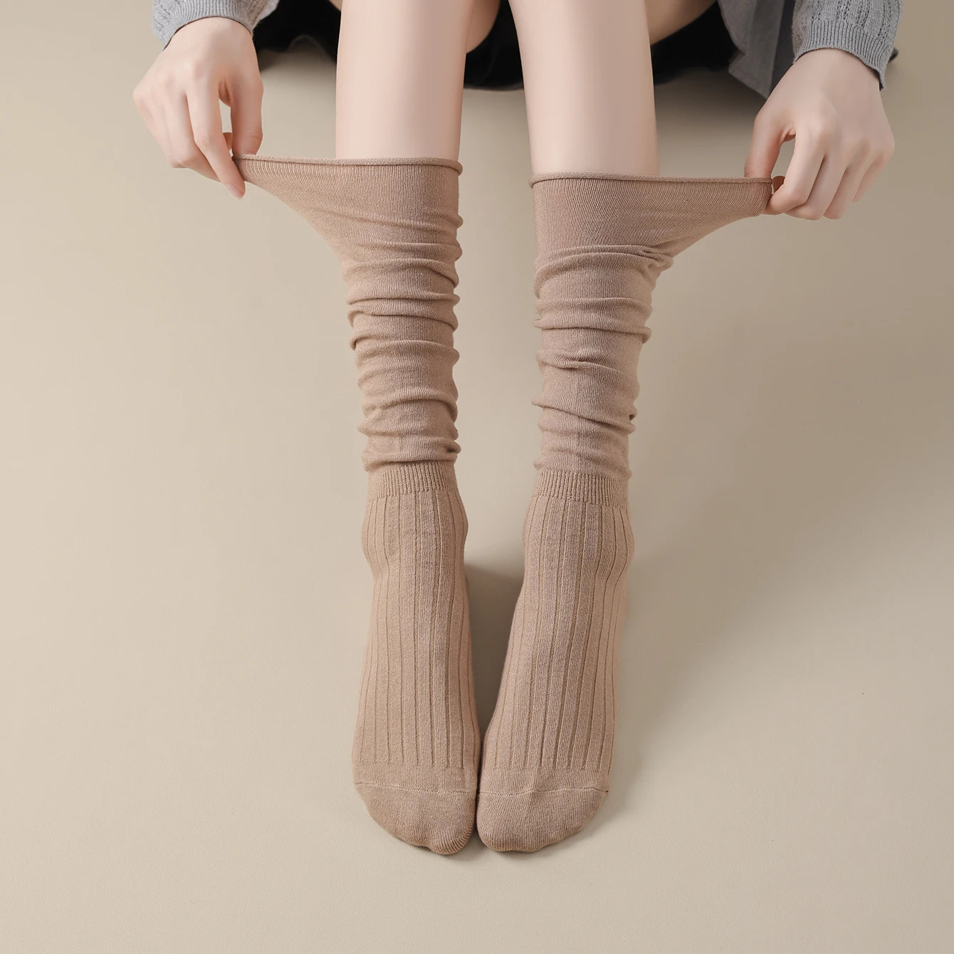 

Women's Ankle Socks Knee-high Socks Pile Socks Cotton Mid-leg Calf Socks Long Leg Socks Solid Color Tall Socks For Women