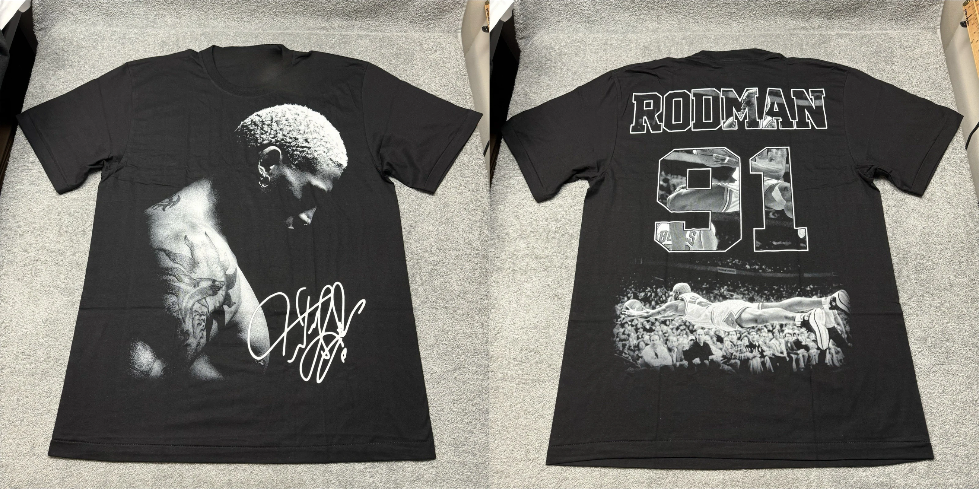 Dennis Rodman Big Face Print Kurzarm-T-Shirt aus Baumwolle für Herren und Damen, S-4XL, Sommer, Vintage, Y2K, Rundhals-T-Shirt – Detail 4
