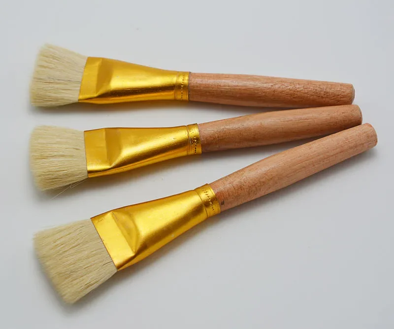 3pcs/set short Crude wood rod wool watercolor Acrylic brush pen art supplies oil painting brush children DIY drawing material