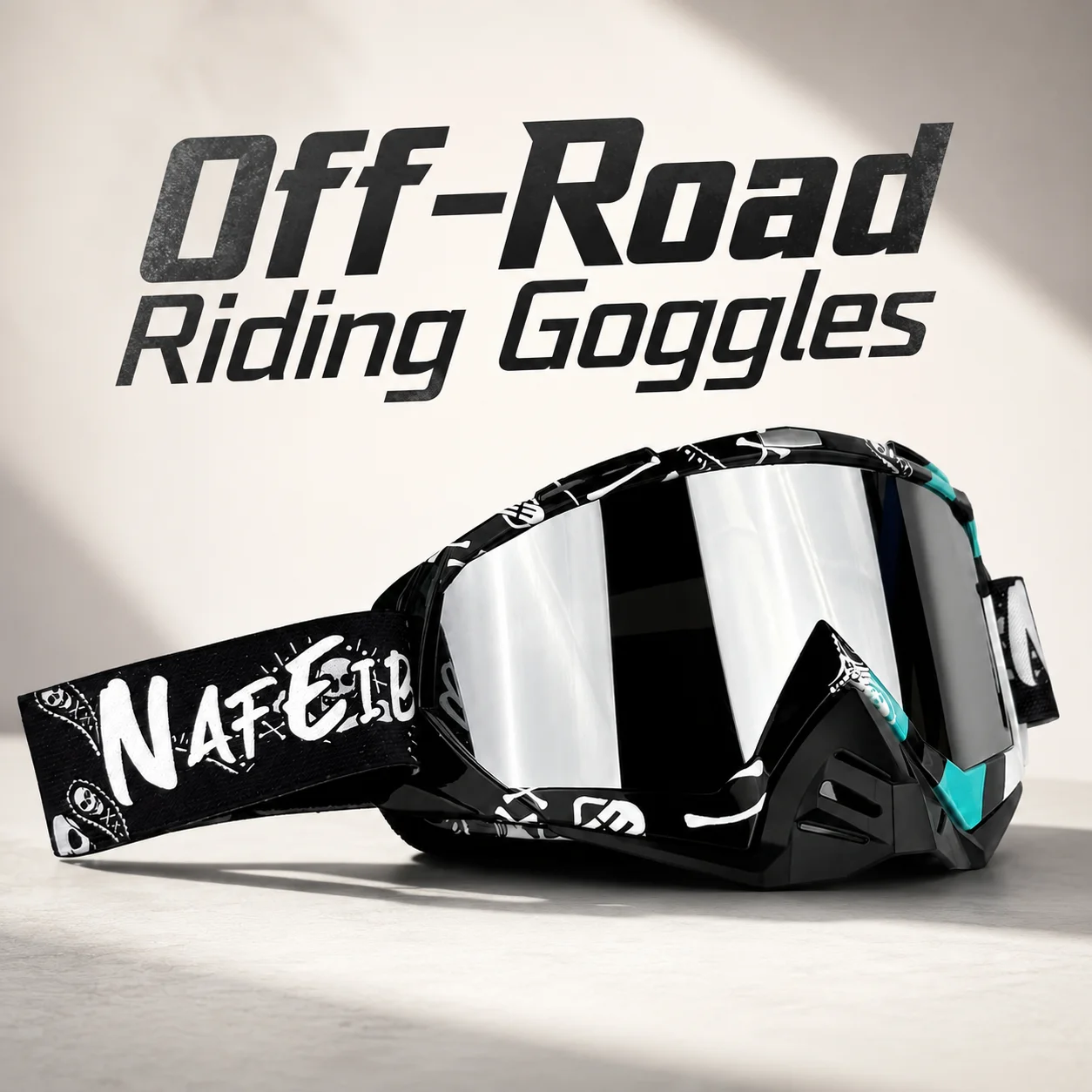 MX ATV Riding Goggles HD UV400 Colorful Water Transfer Style Wind Dust Proof Helmet Compatible for Off-Road Ski Outdoor Sports