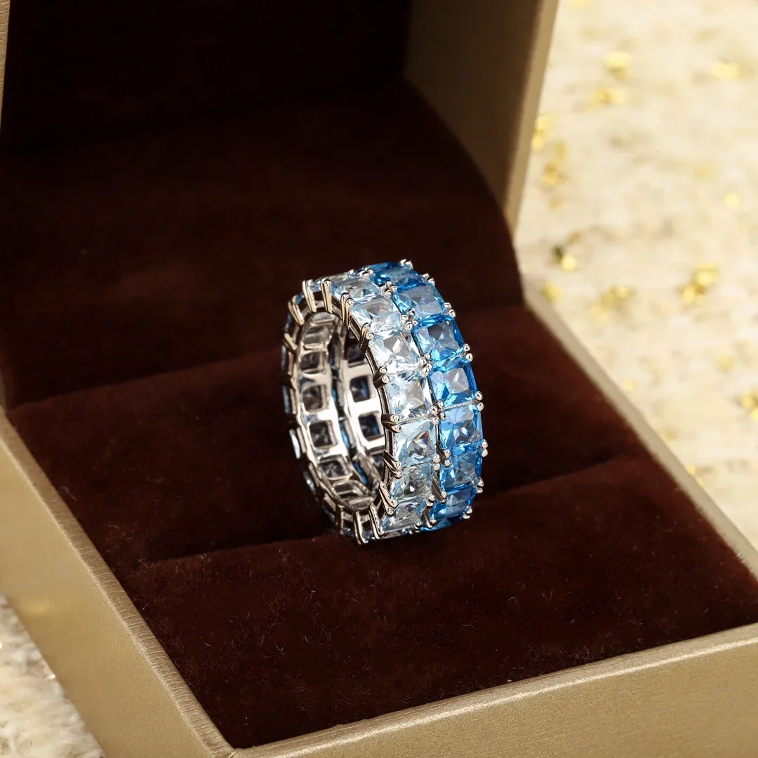 

Fine Top Quality Blue Crystal 925 Silver Ring Women Exquisite Charm Jewelry Trend