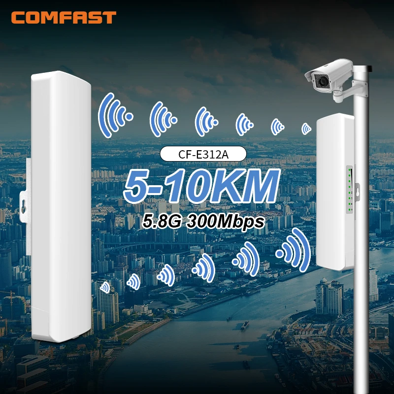 

COMFAST Outdoor CPE Wifi Access Point 5KM 5GHz 300Mbps Wireless Wi Fi Router Extender Bridge Nanostation 2*14dbi Antenna booster