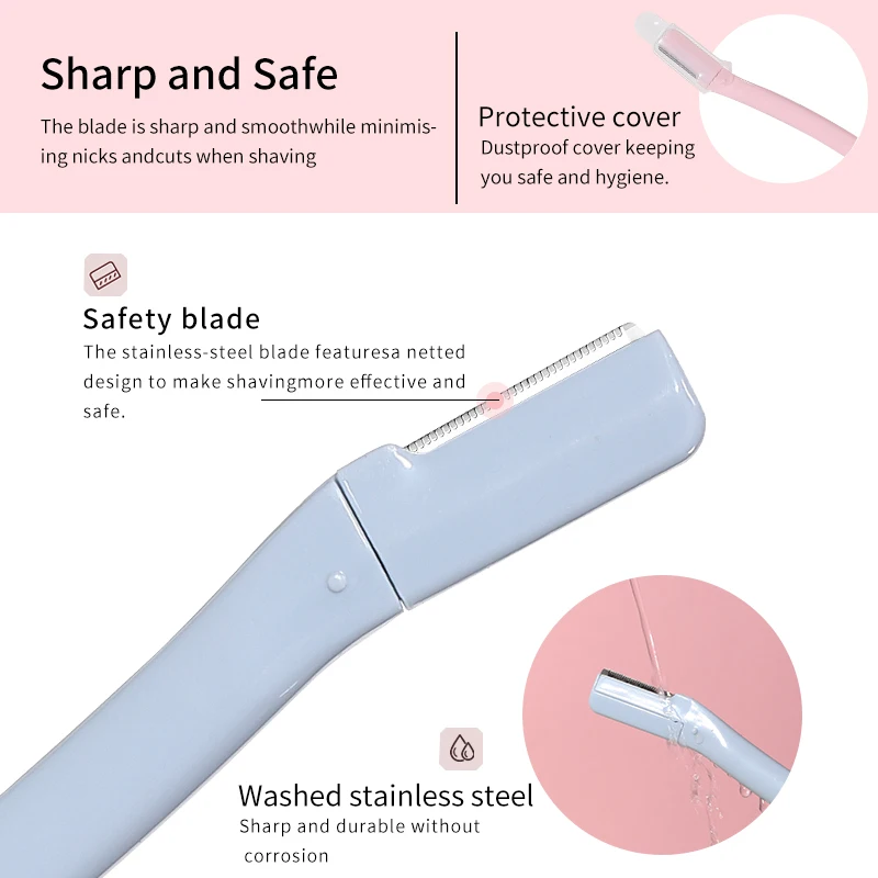 3 ピース/セットメイクアップツール眉毛トリマーかみそりリムーバーブレード安全な眉毛シェイパートリミングナイフ女性用保護カバー付き