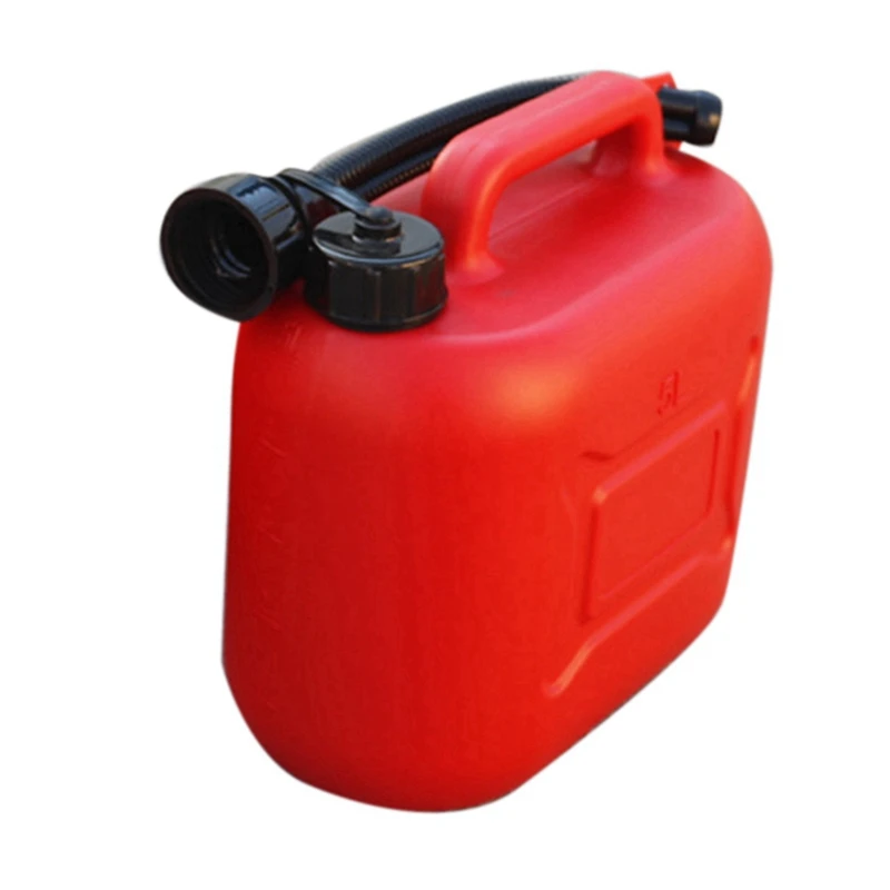 Tanque de combustible para coche, contenedor de gasolina de plástico de repuesto, portador de combustible antiestático con tubería para viaje en coche, 3x5l