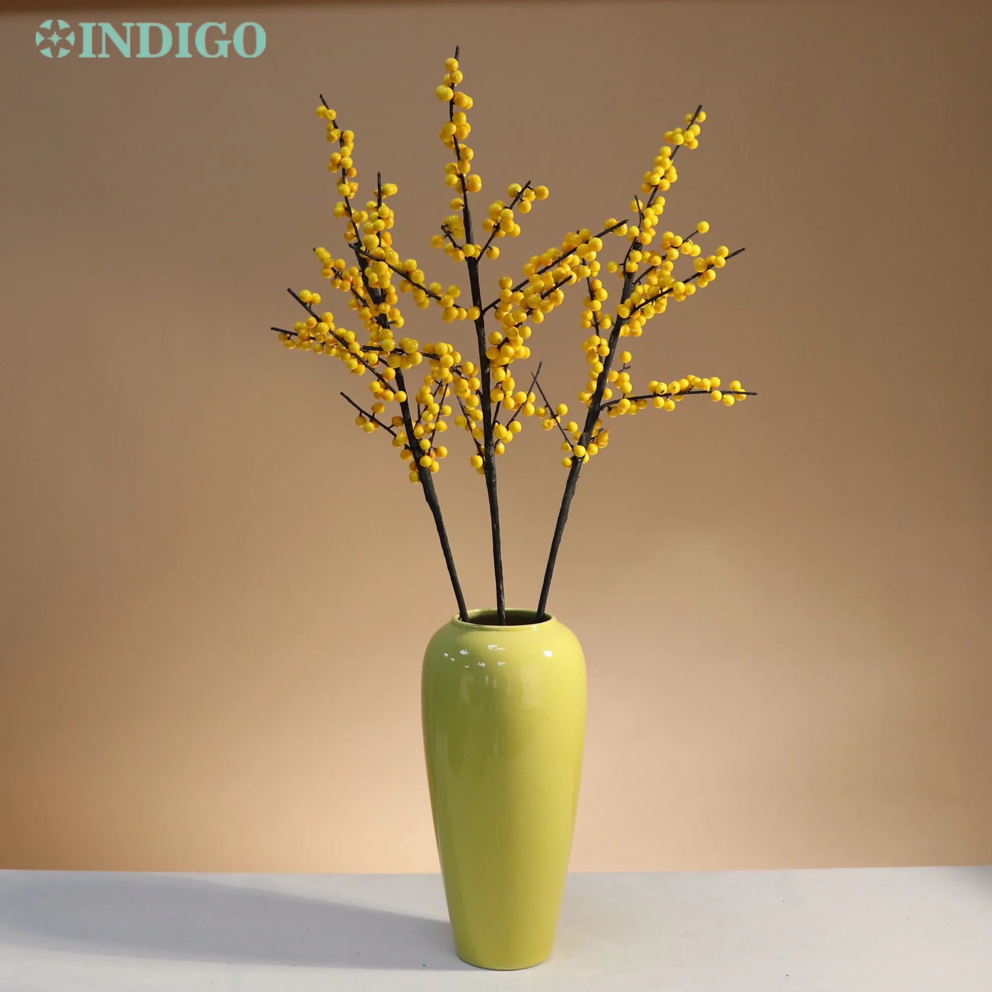 INDIGO-Christmas Table Decoration, Yellow Pine, Large Size, Artificial Flower, Event Display, 85cm