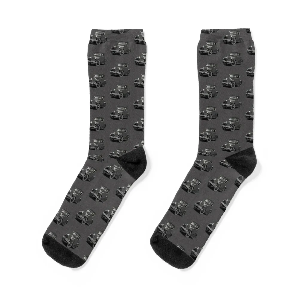 Black Ford Model A Coupe Vintage Car Socks valentine gift ideas ankle crazy Stockings Women's Socks Men's